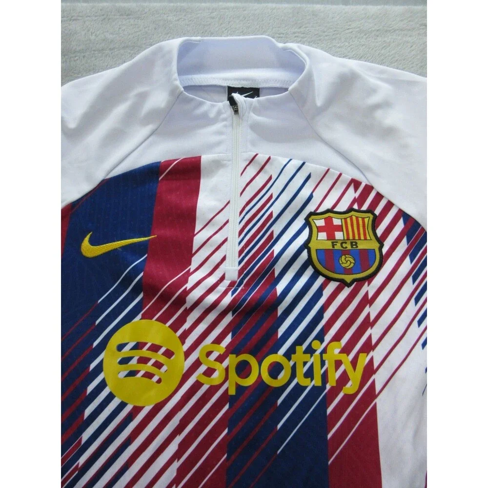 Nike FC Barcelona Tracksuit Boys Youth Sz. Small 1/4 Zip Top & Pants White Blue